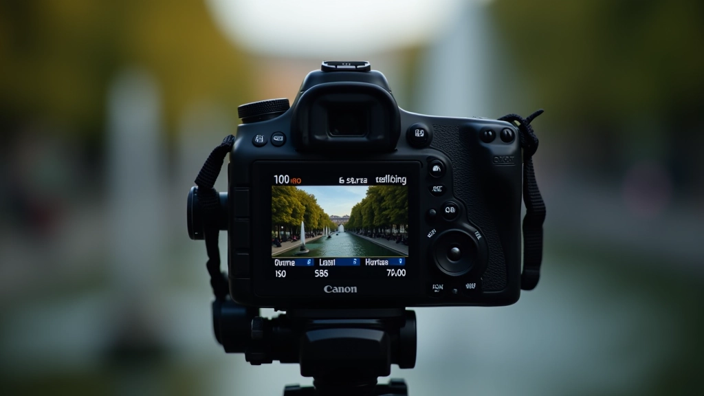 Fotoaparato nustatymai ekrane, ISO ir diafragmos parametrai, skaitmeninio fotoaparato valdymo suolelis